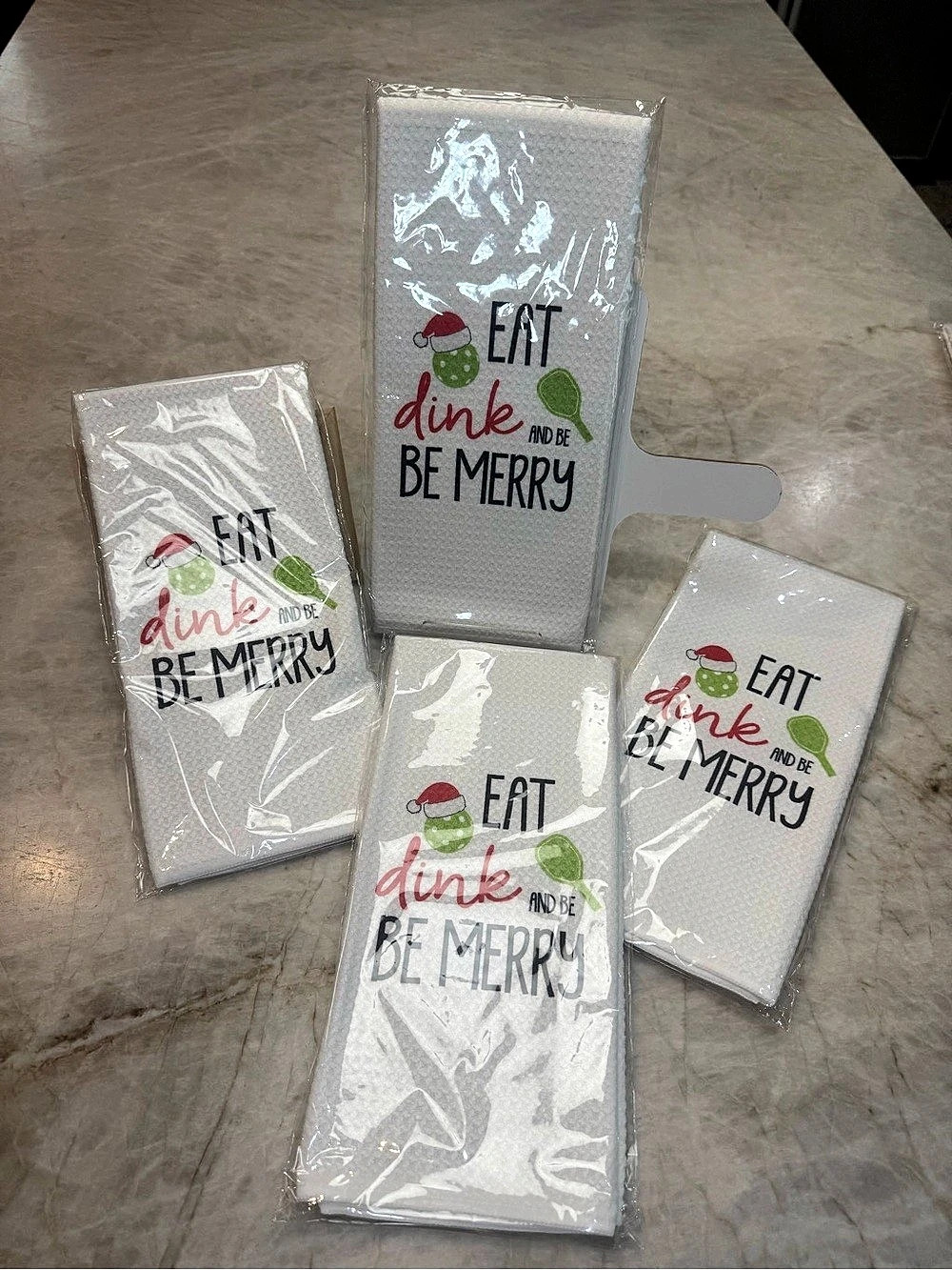 Christmas Pickleball Kitchen Towels Set of 4 NWT